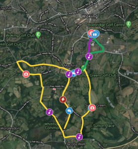 The Surrey Half Marathon route